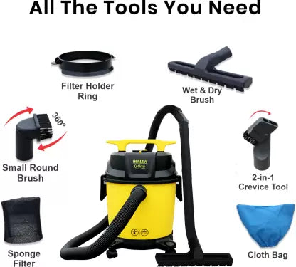 Inalsa Micro WD10 Wet & Dry Vacuum Cleaner with Reusable Dust Bag (Black, Yellow) Inalsa Micro WD10 Wet & Dry Vacuum Cleaner with Reusable Dust Bag (Black, Yellow)